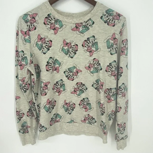 Women's Juniors Disney Mickey Minnie Mouse Christmas Holiday Sweatshirt LRG 765 - Picture 2 of 6